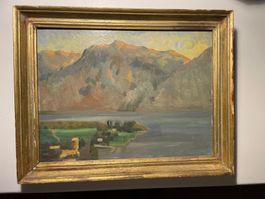 Landschafsgemälde Ascona Tessin Lago Maggiore Abendstimmung
