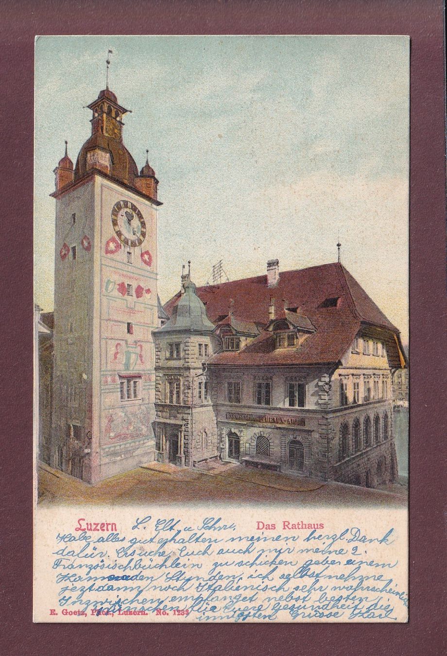 Ansichtskarten: LUZERN - Rathaus - 1902 – Gebraucht aus Pully von nicecards