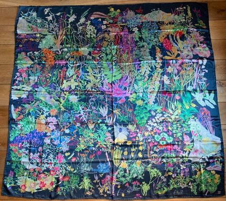 FABRIC FRONTLINE large Foulard  FLORA by Herman STOCKI, 90's