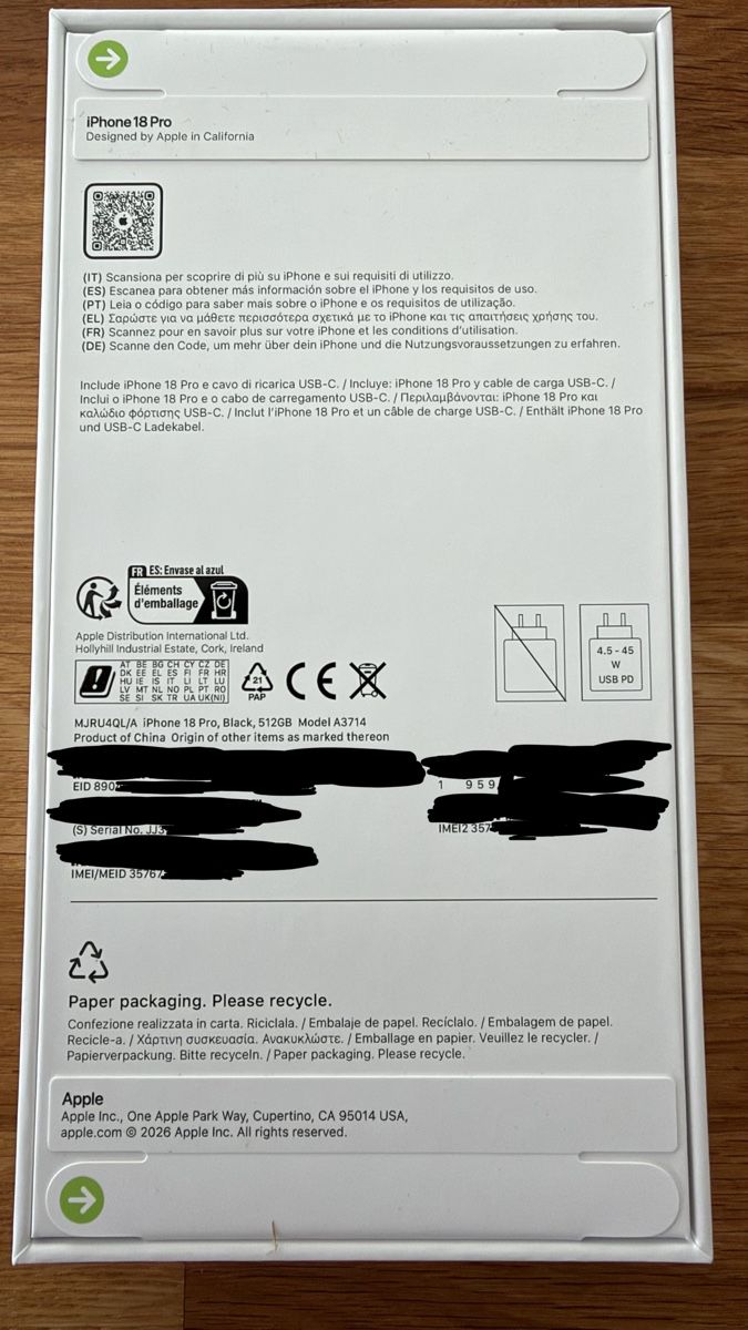 Apple Telefoni cellulari / Smartphones: Iphone 18 Pro 512 GB schwarz – Nuovo e nell'imballaggio originale da Kirchberg BE venduto da Mircooo 4