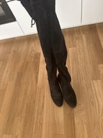Elegante Overknee Stiefel aus echtem Wildleder, Gr. 38, Schw