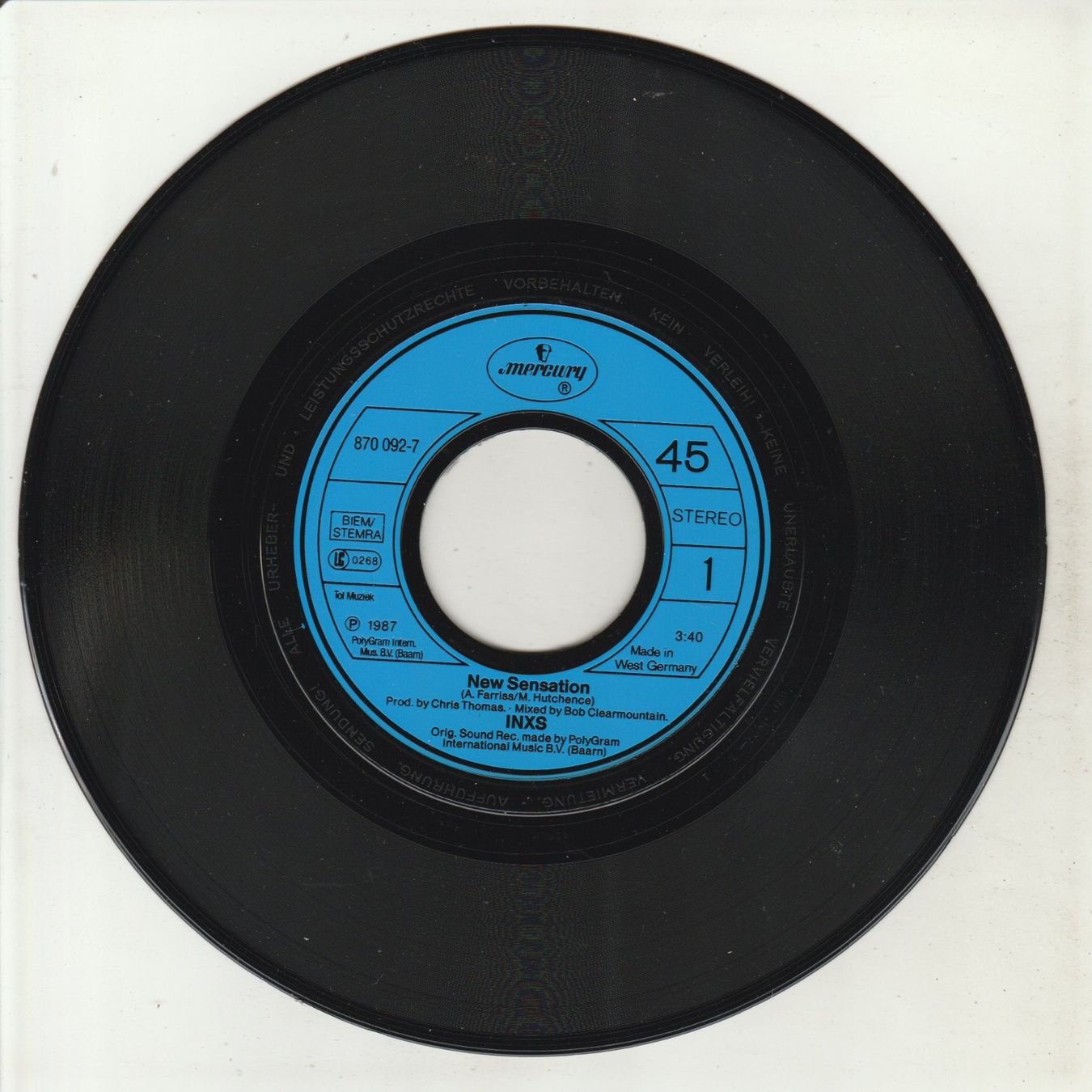Dischi in vinile: INXS - New Sensation 7" Vinyl 1987 – Usato da Tübach venduto da JamesStone 2