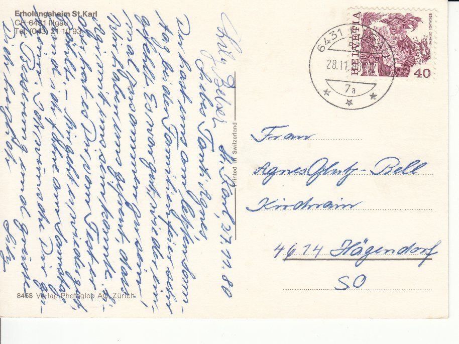 Cartoline postali: Illgau 1980 – Usato da Bürglen TG venduto da StampGraf 1