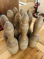 Antique Holz Kegel 9 Stk.