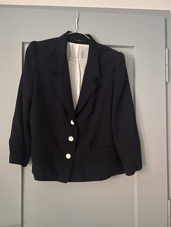 Kurzer Vintage-Blazer in Blau – 45 % Schurwolle
