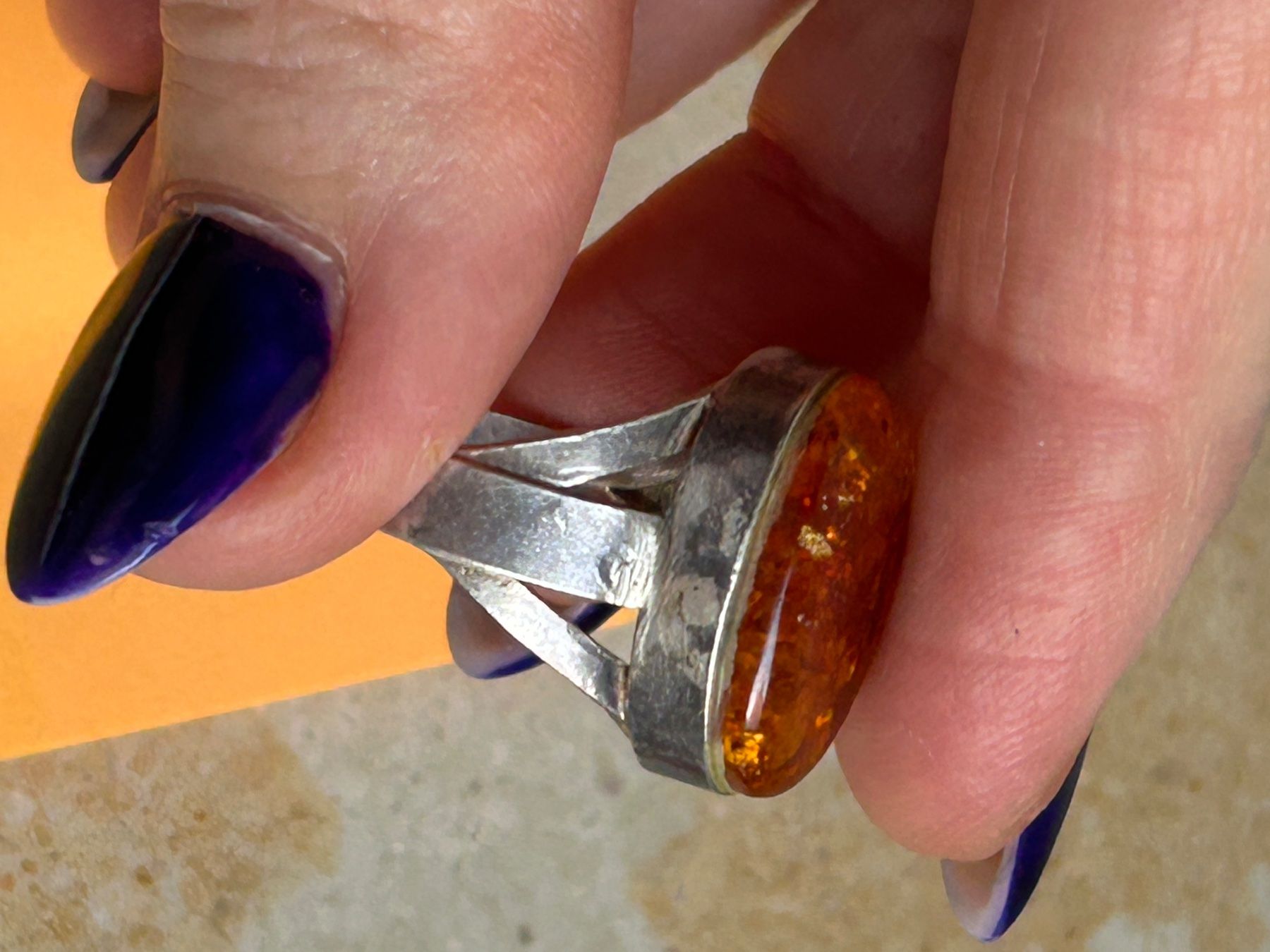 Anelli: Bernstein Ring, Vintage Silberring (gr.58) – Usato da Laufen venduto da belleskulptur 9