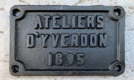 Fabrikschild: Ateliers d'Yverdon Jura-Simplon. . 1895