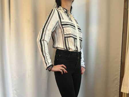 Schwarz Weisse gestreifte Bluse Gr. 34