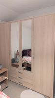 Kleiderschrank mit Spiegel und Schubladen hellbraun