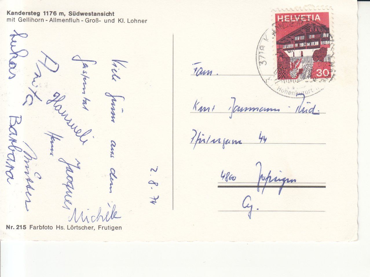 Cartes postales: Kandersteg 1974 – D'occasion à Bürglen TG par StampGraf 1