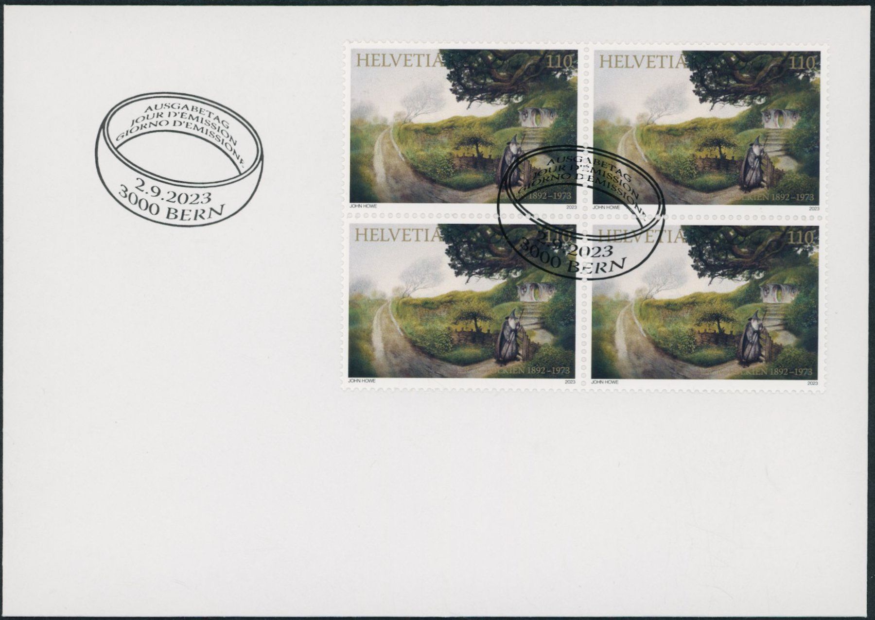 Tutti i francobolli: 2023 - Tolkien - Viererblock - Ersttagsbrief FDC ET – Usato da Schindellegi venduto da leecollect 1