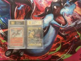 Pokémon Pikachu Gold & Radiant Charizard / Glurak GM 10