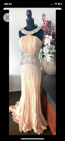 Exquisites Abendkleid, Pailletten, Strasssteine, Gr. 36