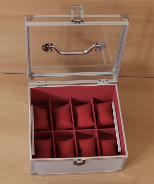 EDLER UHRENKOFFER AUS ALUMINIUM FUER 16 UHREN / Schmuck 3