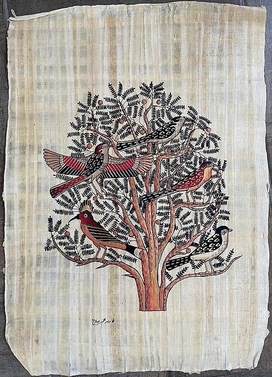 Poster & Bilder: Ägyptische Papyrus Handgemalt lebensbaum ca.32x40cm – Gebraucht aus Wolfhalden von Al-Masri