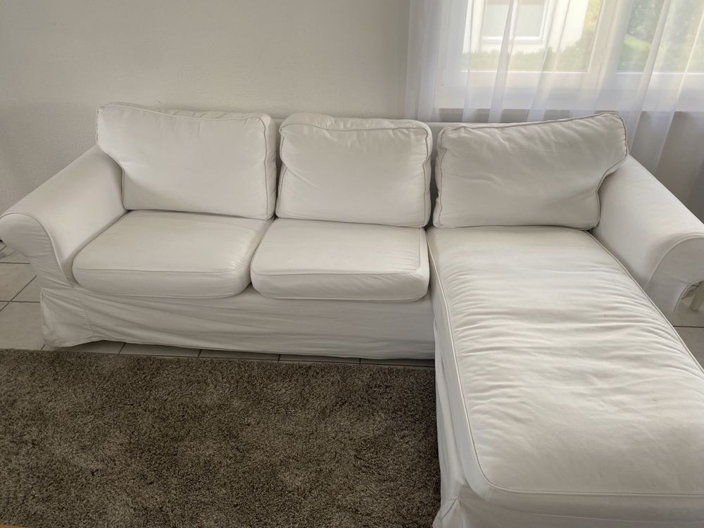 IKEA Ektorp 3er Sofa mit Recamiere weiss, abholen bis 11.10! Kaufen