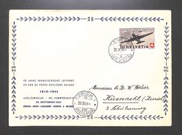 1944 Offizieller Brief 25 Jahre Flugpost F40 GENF - ZÜRICH