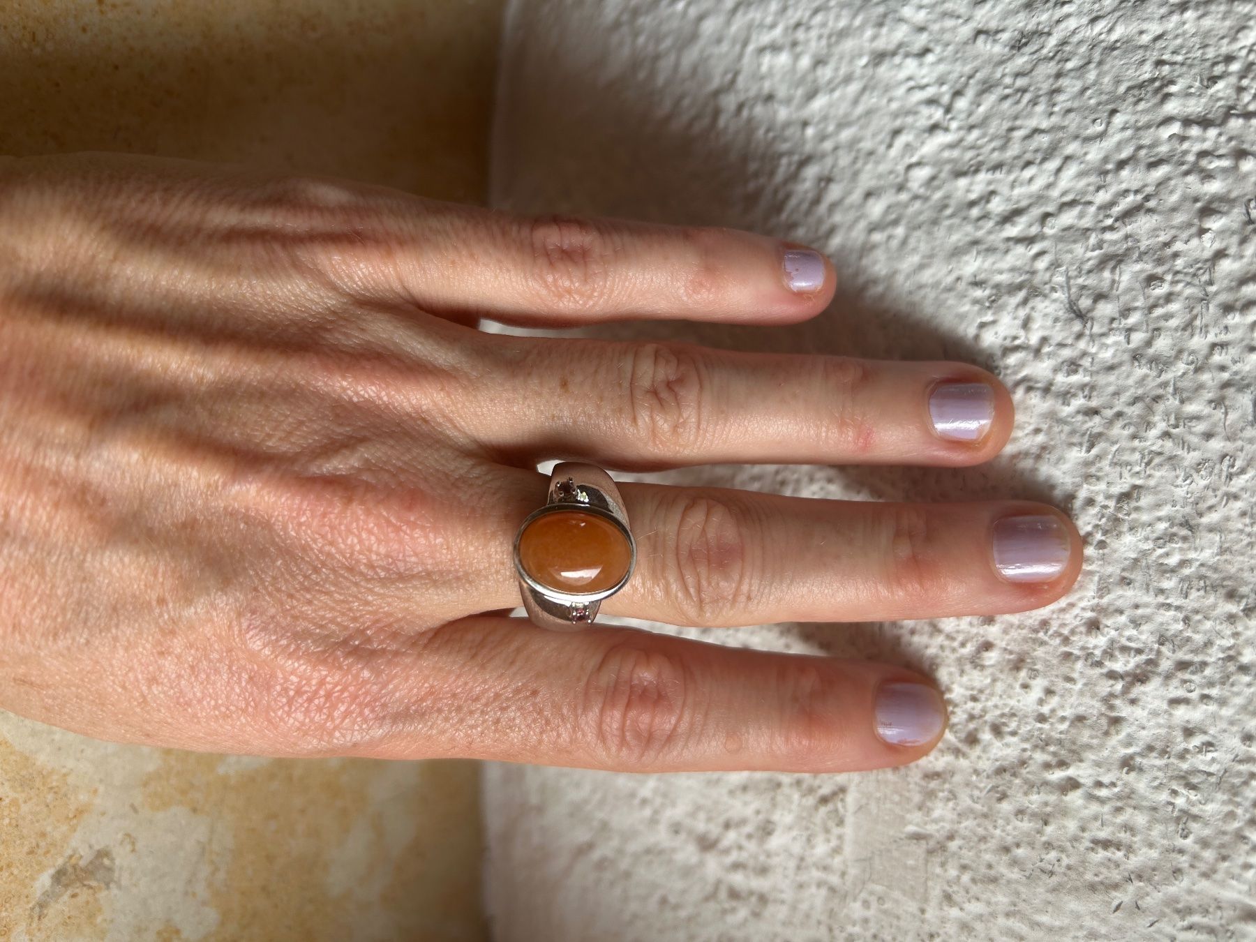Ringe: Silberring mit orangefarbenem Stein rosa (57.5) – Gebraucht aus Laufen von Bellebellezza 2