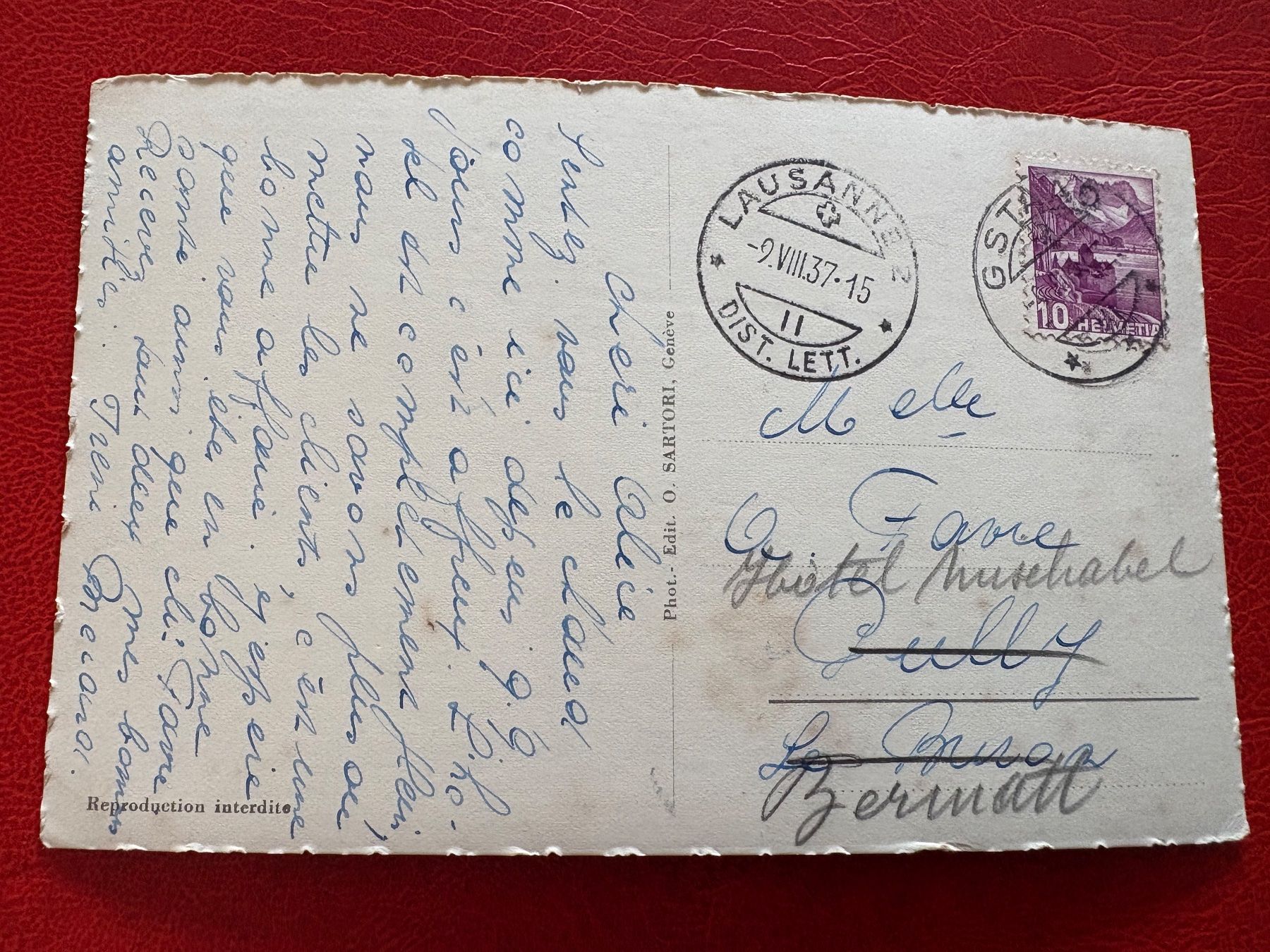 Cartoline postali: 1937 // Saanen u. Rüblihorn – Usato da St-Légier-La Chiésaz venduto da Theo005 1