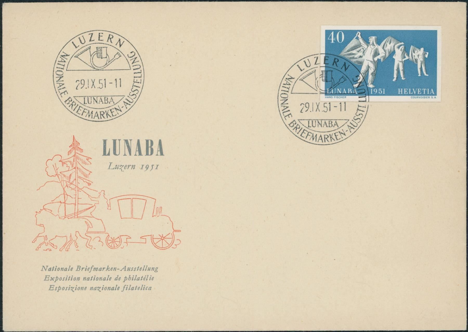 Alle Briefmarken: 1951 - Lunaba - Blockausschnitt - FDC ET – Gebraucht aus Schindellegi von leecollect