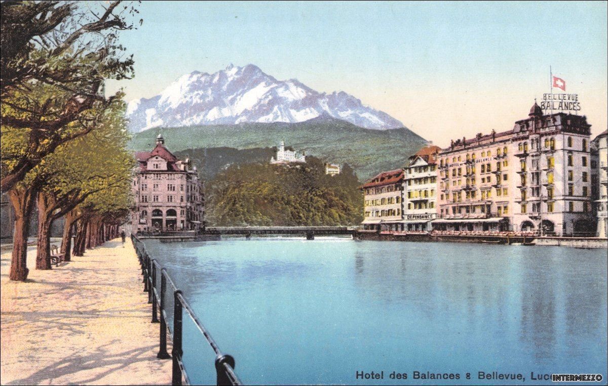 Cartoline postali: Luzern // Hotel des Balances & Bellevue – Usato da Basel venduto da intermezzo12