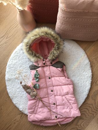 Weste für Mädchen, rosa, mit Kapuze Gr. 122/128 