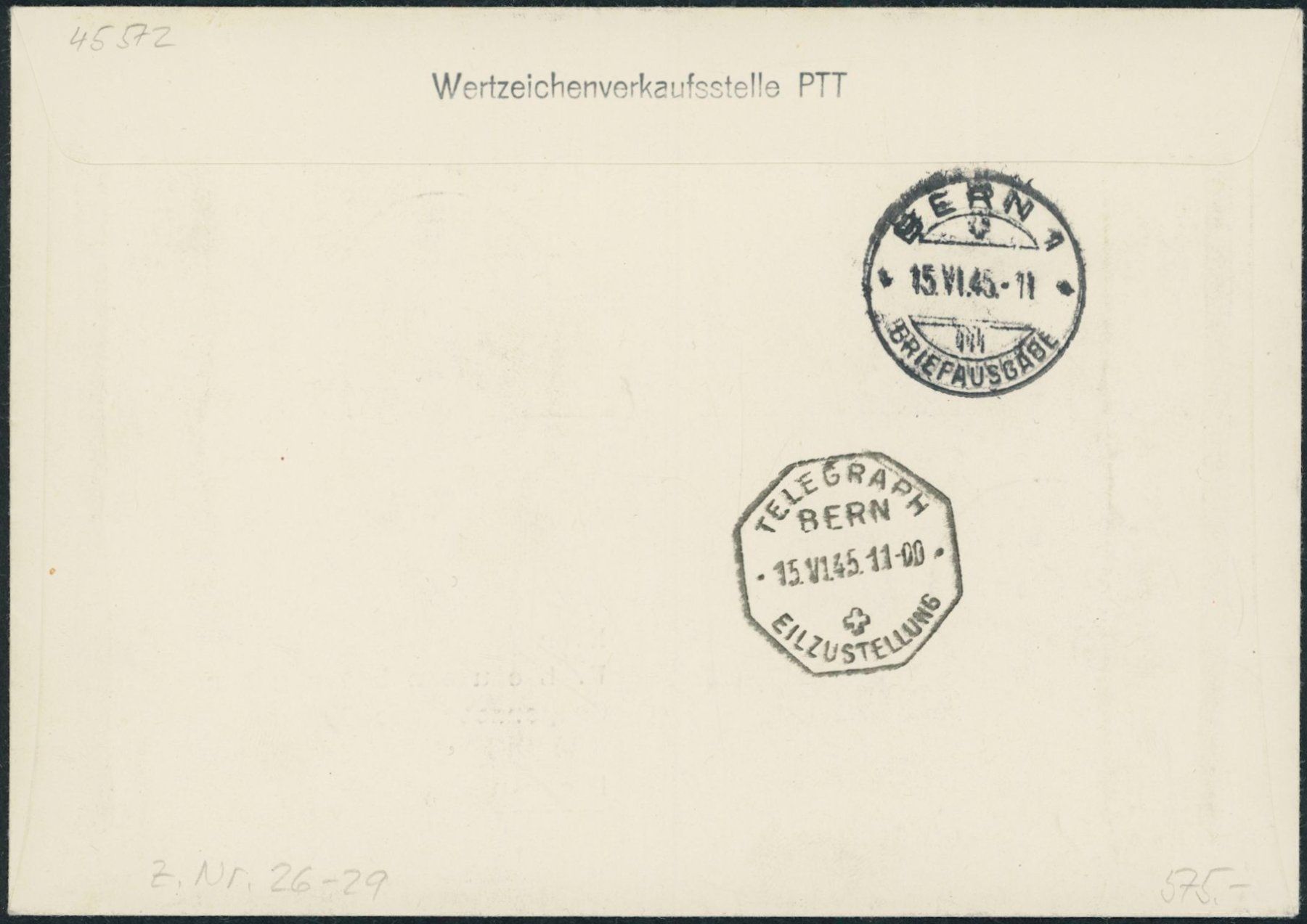 Alle Briefmarken: 1945 - Pro Patria - Ersttagsbrief FDC ET – Gebraucht aus Schindellegi von leecollect 1