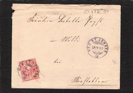 Stabstempel Enatbühl (Ennetbühl SG) 25.lV.1892, Beleg mit In