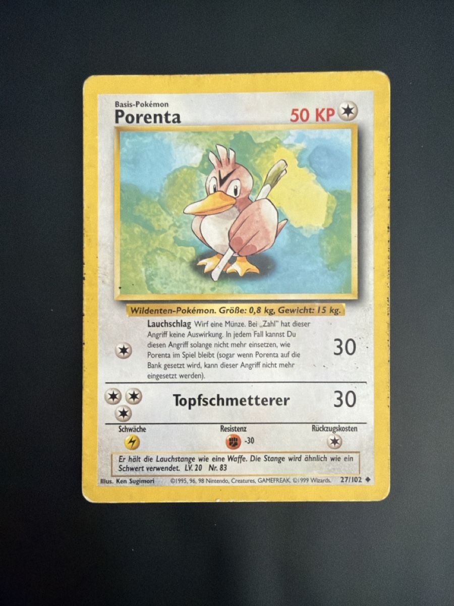 Karten: Pokemon Karte Porenta Basis Set – Gebraucht aus wynigen von Birnenmus