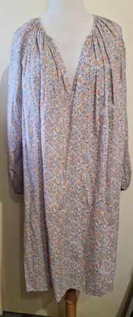 Damen-Kleid HM, Blumenmuster, orange blau, Gr. XL 
