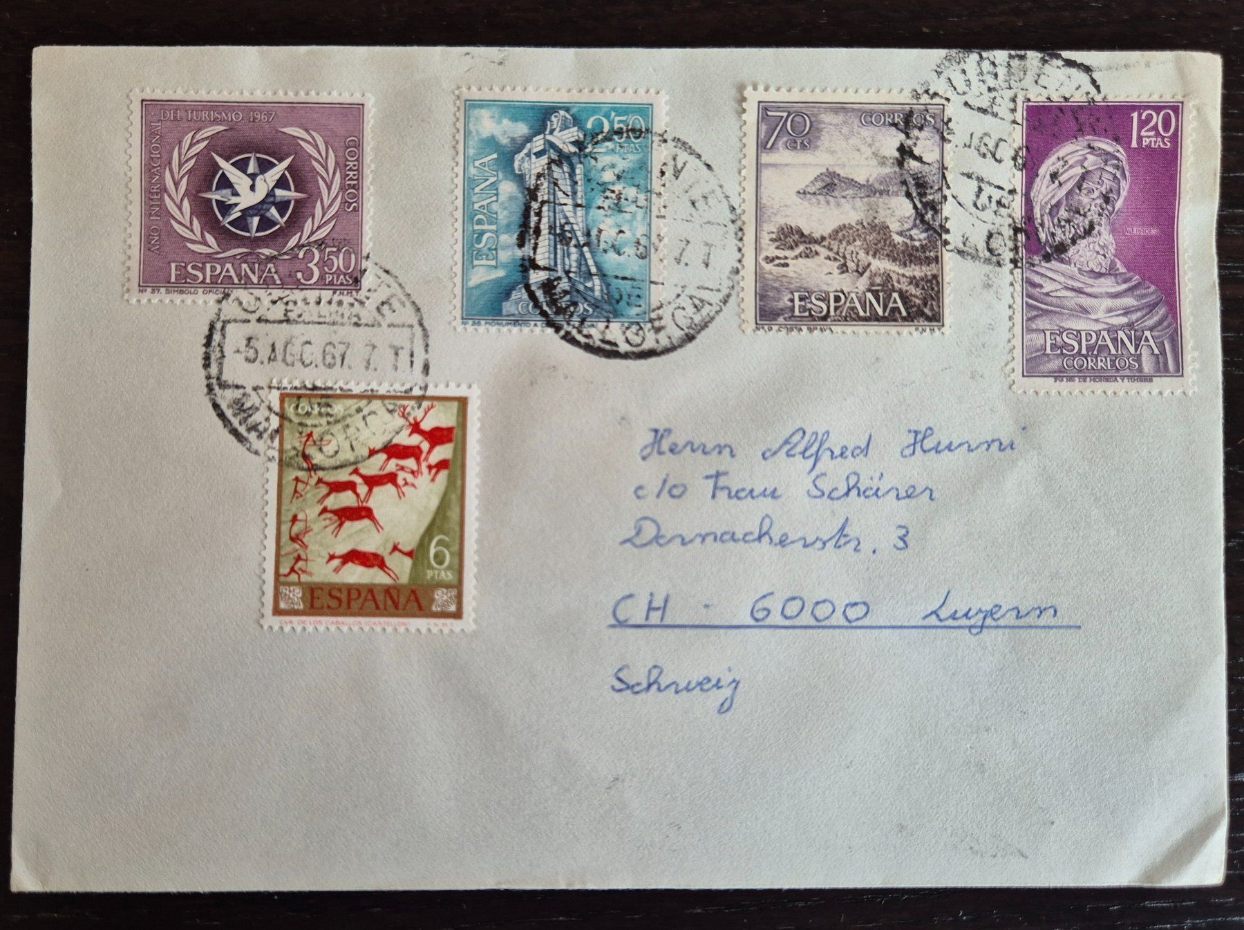 Alle Briefmarken: 3 Briefe Spanien – Gebraucht aus Buus von papillon098 2
