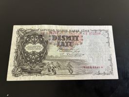 10 Latu Geldschein Riga 1940 guter Zustand