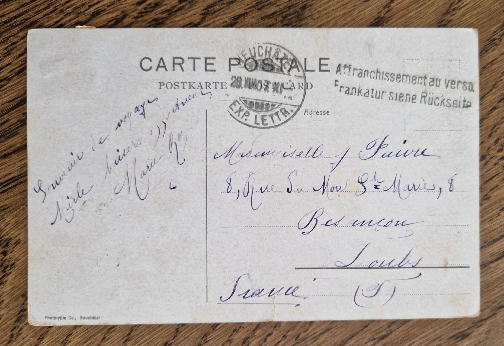 Cartoline postali: Neuchâtel, Château et Collégiale 1907 – Usato da Ebikon venduto da Donar50 1