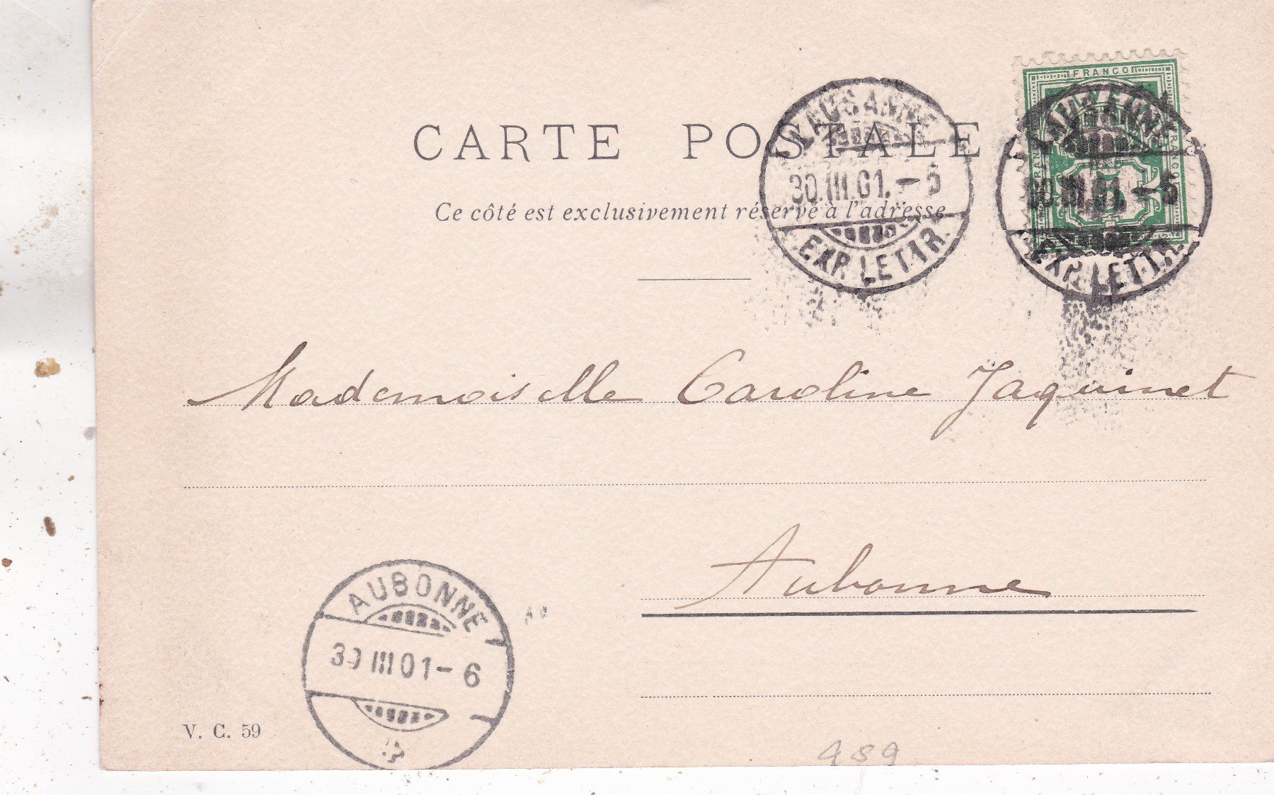 Cartoline postali: Kitsch Kunst Lausanne 1901 – Usato da Herisau venduto da Lisegrat2008 1