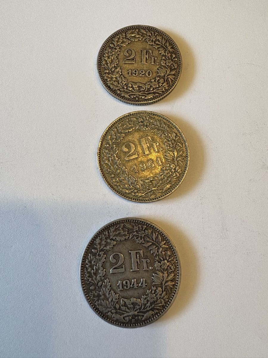 Tutti le monete: 2chf 1945, 1920, 1961 – Usato da Murten venduto da Tzaugg