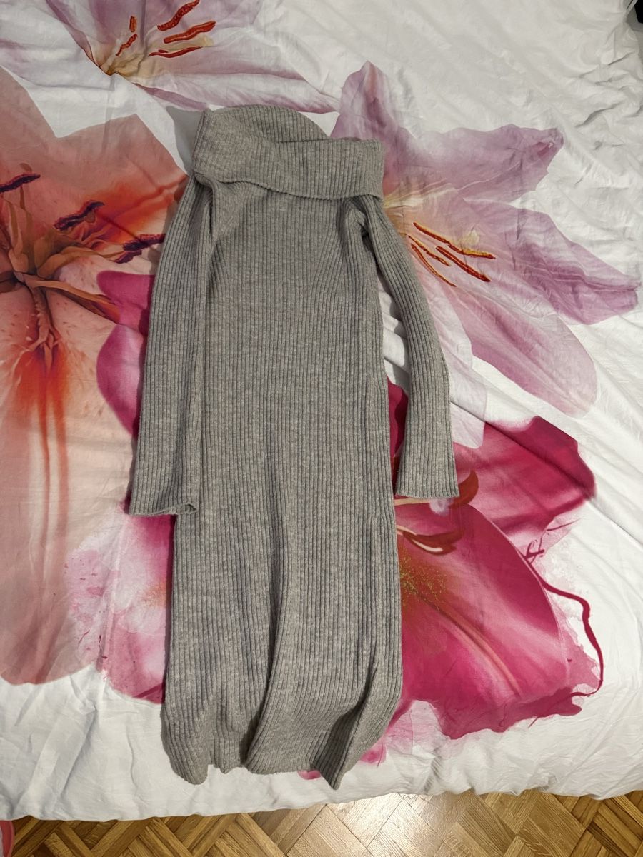 H&M Kleider: Robe pull H&M col drapé gris – Neu (gemäss Beschreibung) aus Tolochenaz von izz_7vdk
