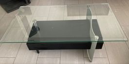 Couchtisch, Wohnzimmer Tisch, Glas, Metall, Holz - 120 cm