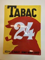 Tabac 24 Emailschild,Henry Weber Zürich, Repro