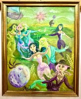Tableau sur bois Surréaliste. Artiste: Schariat 1980