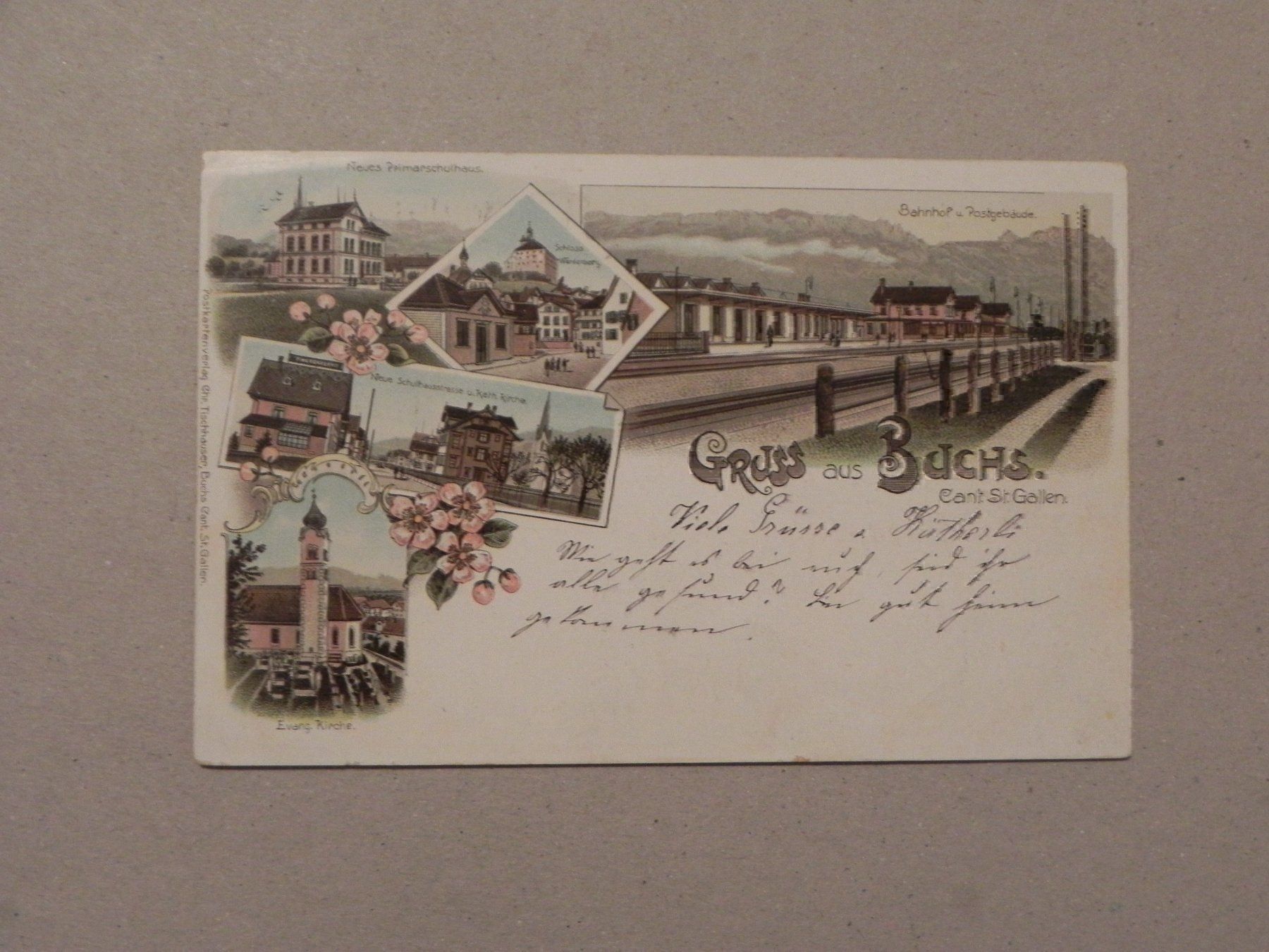 Ansichtskarten: Litho Karte Buchs SG 1901 Bahnhof Post – Gebraucht aus Siebnen von krimsie