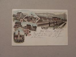Litho Karte Buchs SG 1901 Bahnhof Post