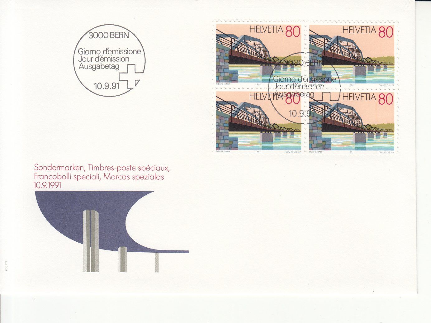 Alle Briefmarken: SBK 814 - 817 im 4er-Block FDC – Gebraucht aus Bürglen TG von StampGraf 3