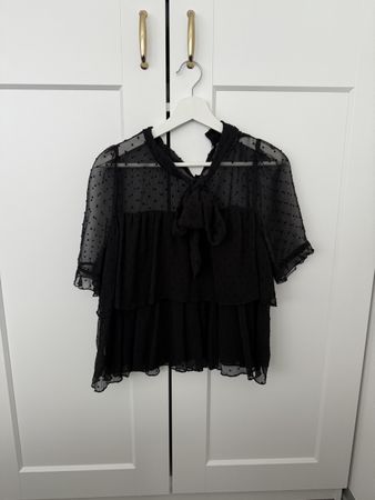 Schwarze Zara Bluse mit Punkte Muster, Grösse M, Top!
