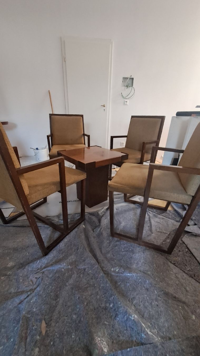 Set di tavolo e panche: Ensemble table et  4 chaises  bois massive  et métal – Usato da Bernex venduto da Dariafr 2