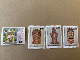 4 Sri Lanka Briefmarken Masken Kolam
