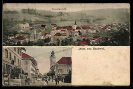 AK Huttwyl, Gesamtansicht und Strasse mit Kirche