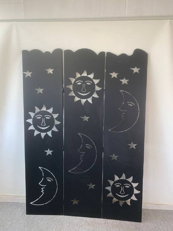 MUMTOP Metall Sonne Mond Wanddekoration – 33,7x33,7 Cm, Für Innen & Außen, Garten, Wohnzimmer