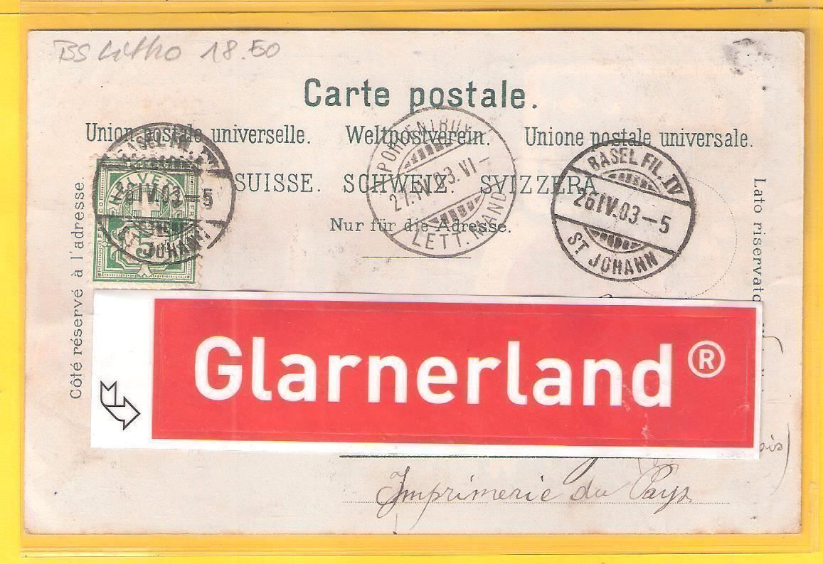 Ansichtskarten: 25.4.1903 Farb-Litho Gruss aus Basel /4 Bilder – Gebraucht aus Zürich von Hagliweg 3