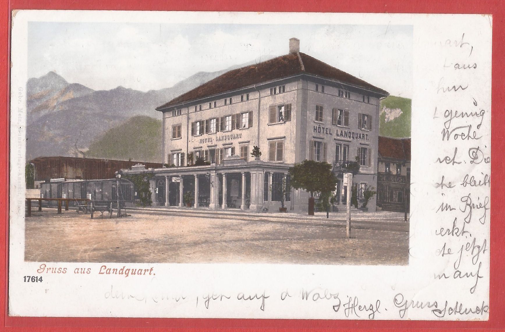 Cartoline postali: Landquart - Güterwaggon vor Hotel Landquart - 1902 – Usato da Fislisbach venduto da Porano