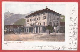 Landquart - Güterwaggon vor Hotel Landquart - 1902